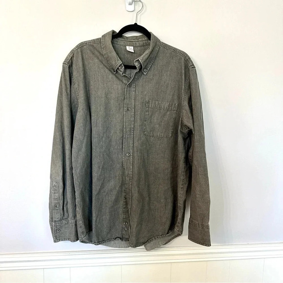Open Trails Men's Long Sleeve Dark Gray Casual Cotton Button Down Size L GUC - Picture 2 of 6